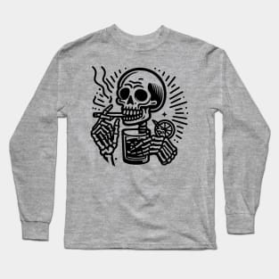 Skeleton smoking and drinking Long Sleeve T-Shirt